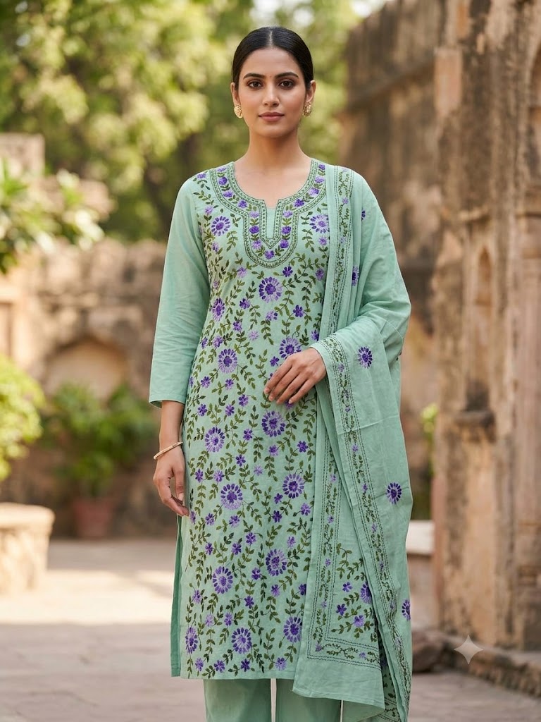 Chikonwala's Exclusive Hand Embroidered Fulkari Dress