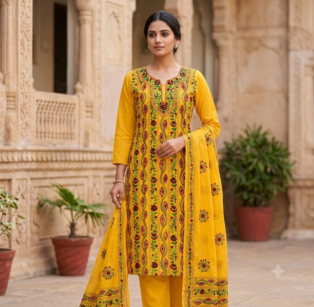 Chikonwala's Exclusive Hand Embroidered Fulkari Dress