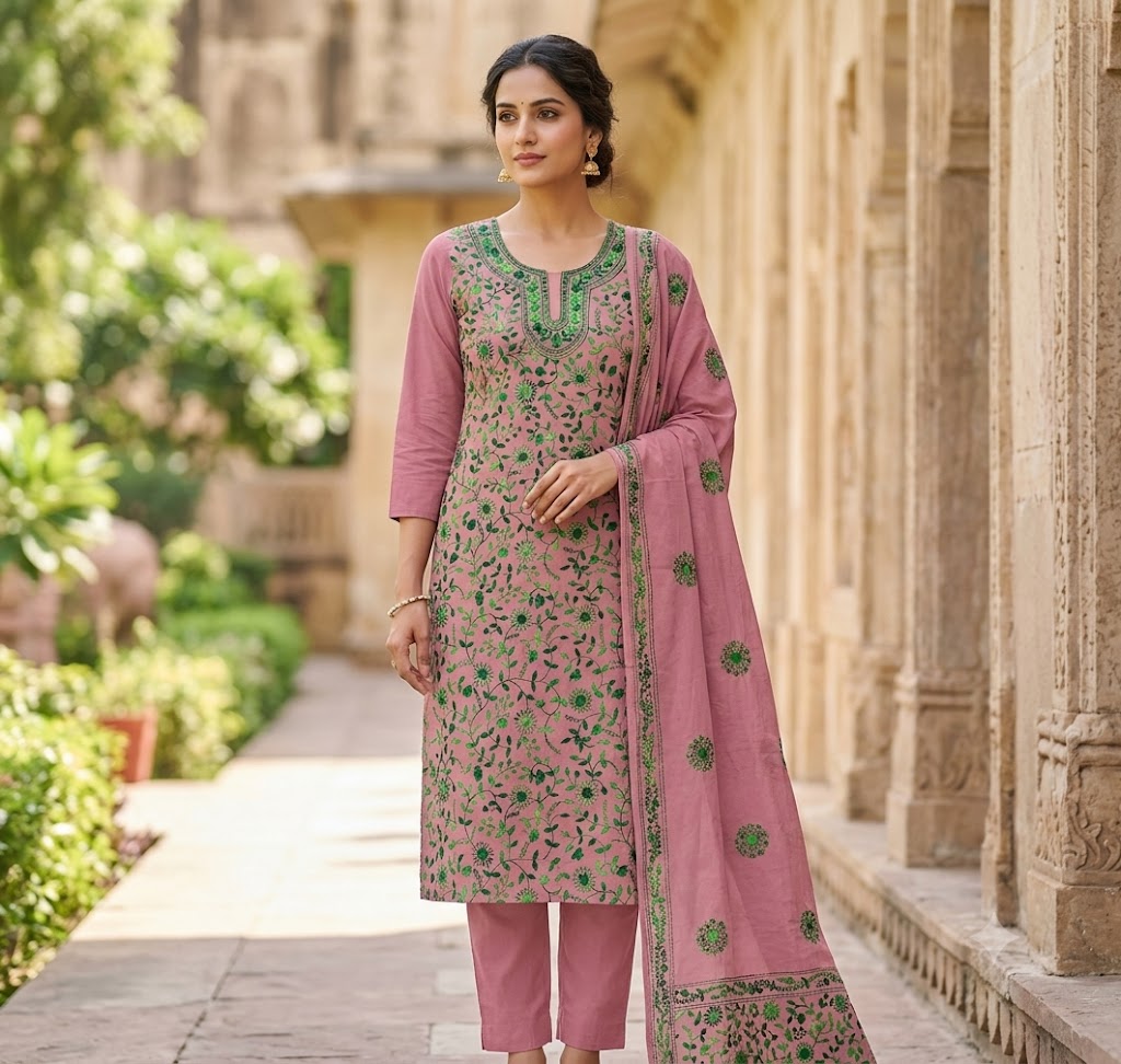 Chikonwala's Exclusive Hand Embroidered Fulkari Dress