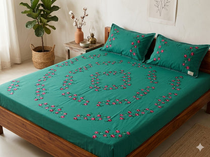 Chikonwala's Hand Embroidered Floral Design Bedsheet
