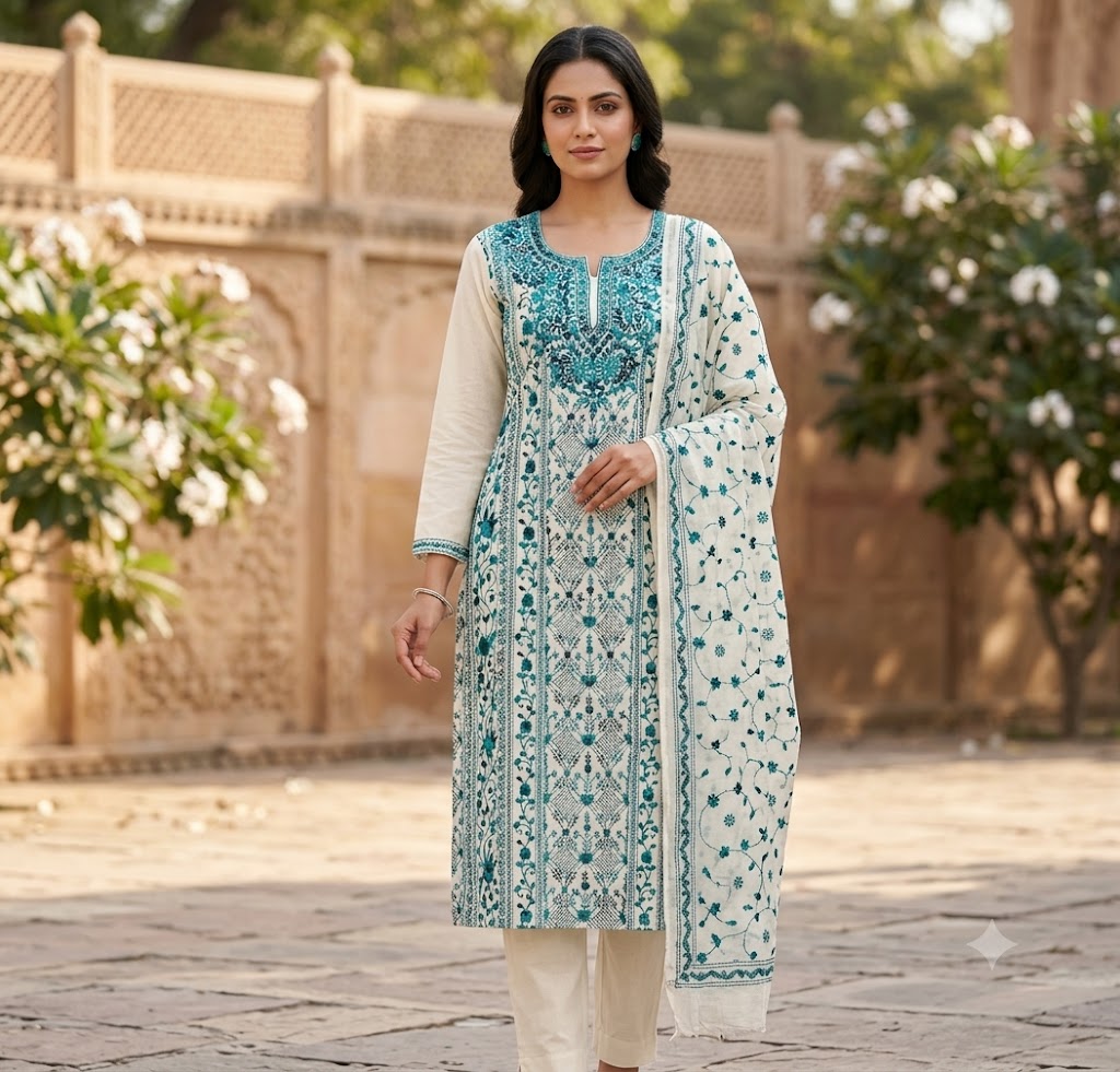 Chikonwala's Exclusive Hand Embroidered Fulkari Dress