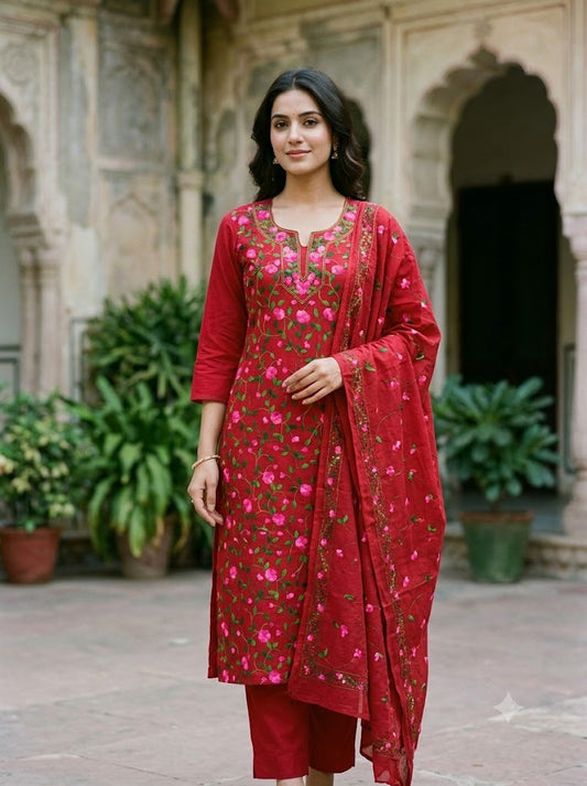 Chikonwala's Exclusive Hand Embroidered Fulkari Dress
