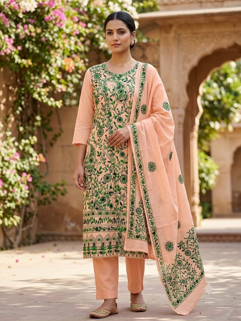 Chikonwala's Exclusive Hand Embroidered Fulkari Dress
