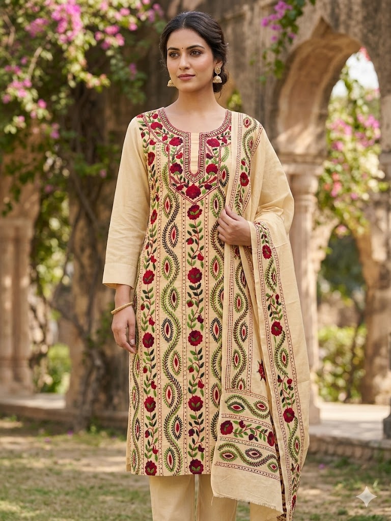 Chikonwala's Exclusive Hand Embroidered Fulkari Dress