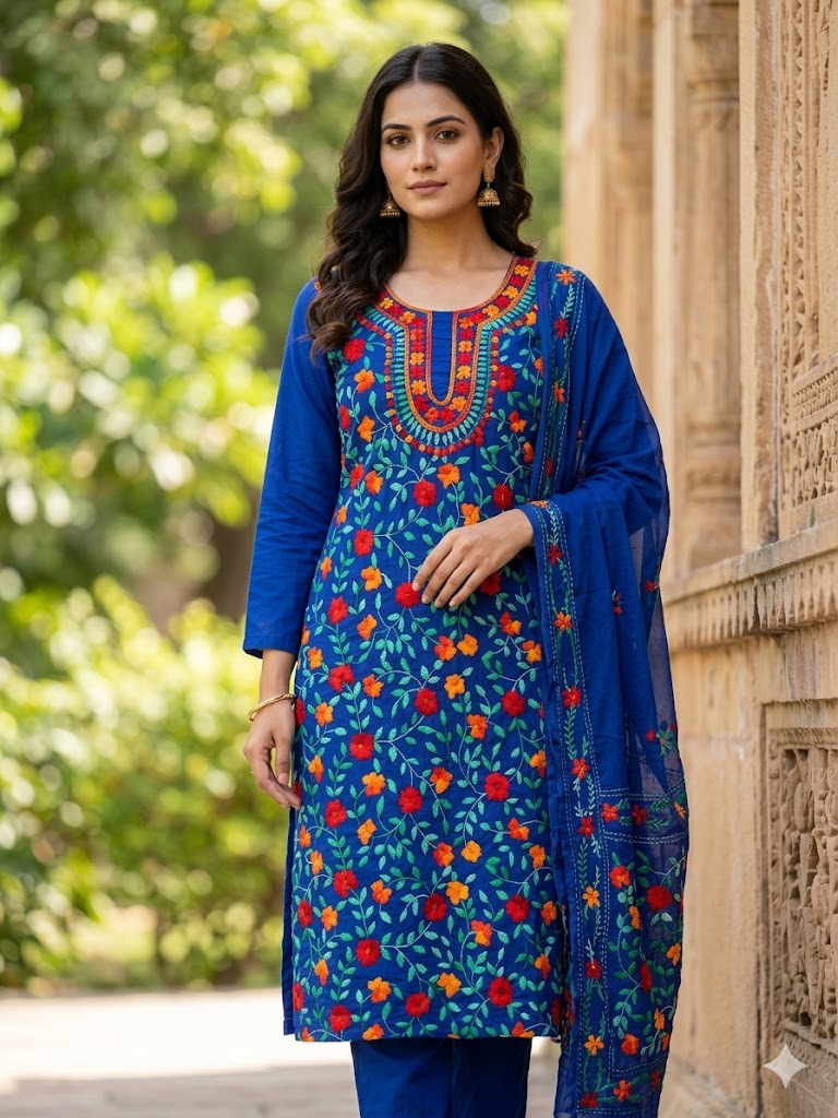 Chikonwala's Exclusive Hand Embroidered Fulkari Dress