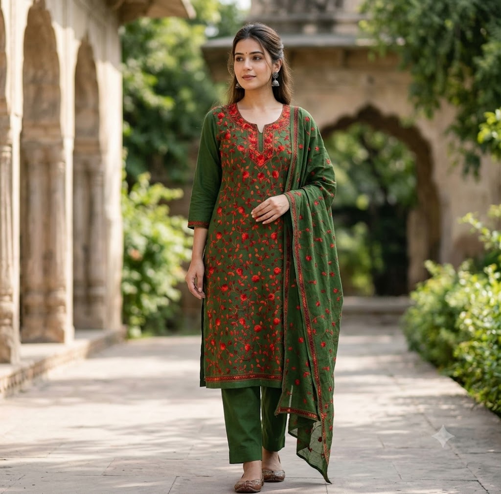 Chikonwala's Exclusive Hand Embroidered Fulkari Dress
