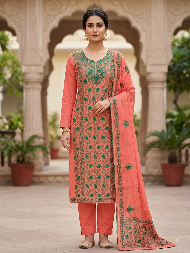 Chikonwala's Exclusive Hand Embroidered Fulkari Dress