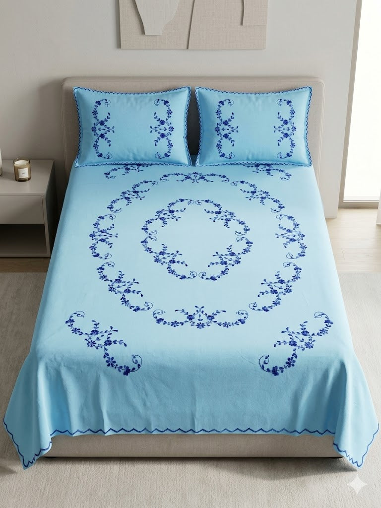 Chikonwala's Hand Embroidered Floral Design Bedsheet