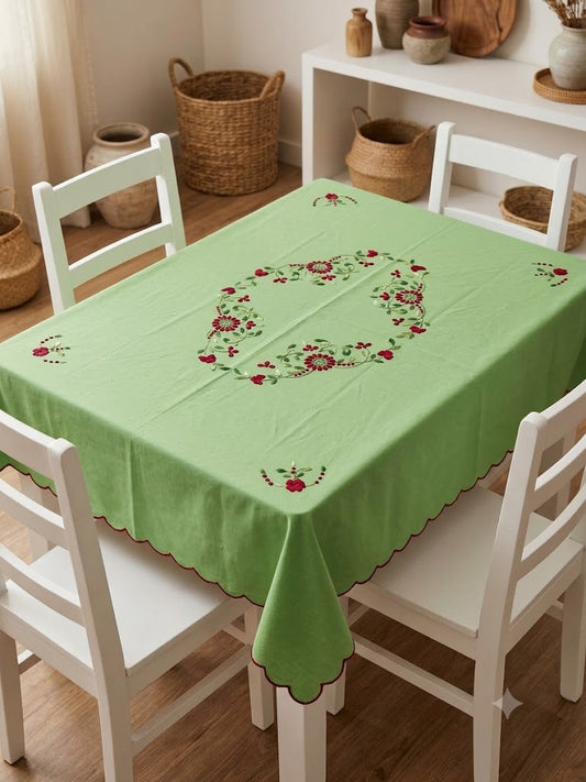 Hand Embroidered Four Seater Floral Table Cover