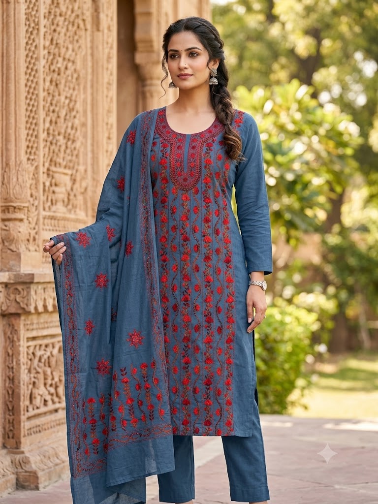 Chikonwala's Exclusive Hand Embroidered Fulkari Dress