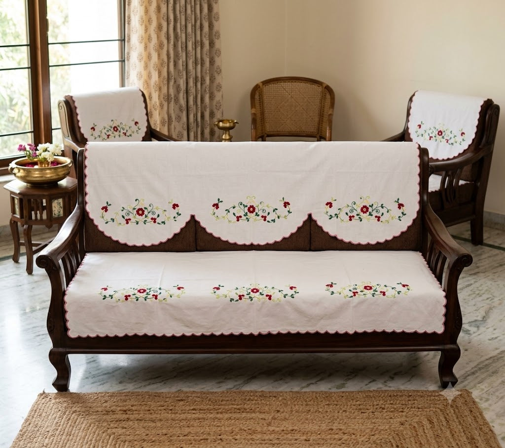Hand Embroidered Sofa Cover (3+1+1 Seater)