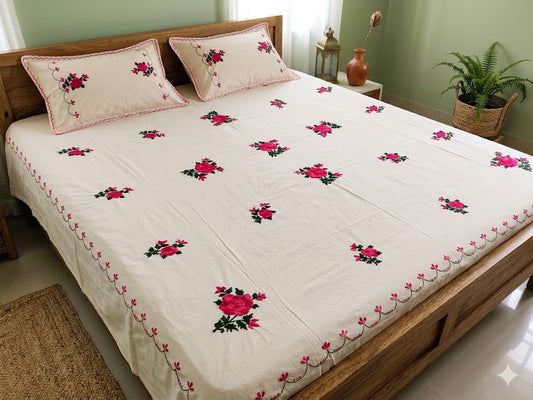 Chikonwala's Hand Embroidered Pure Cotton Bedsheet