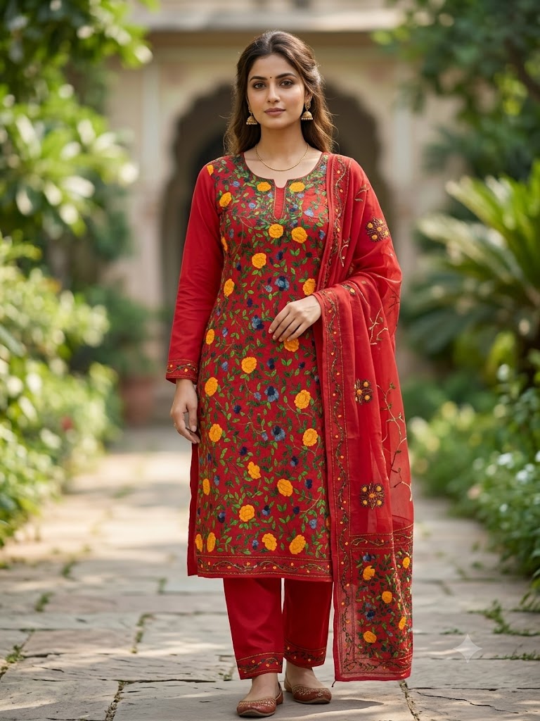 Chikonwala's Exclusive Hand Embroidered Fulkari Dress
