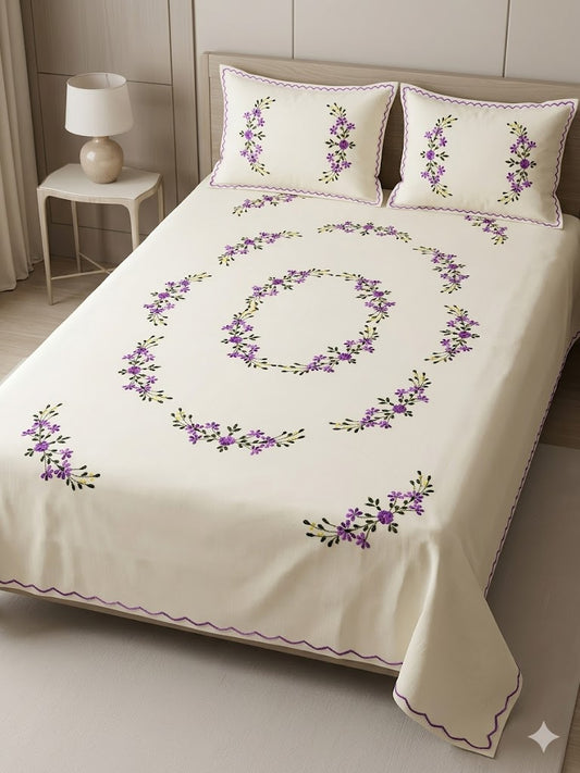 Chikonwala's Hand Embroidered Floral Design Bedsheet