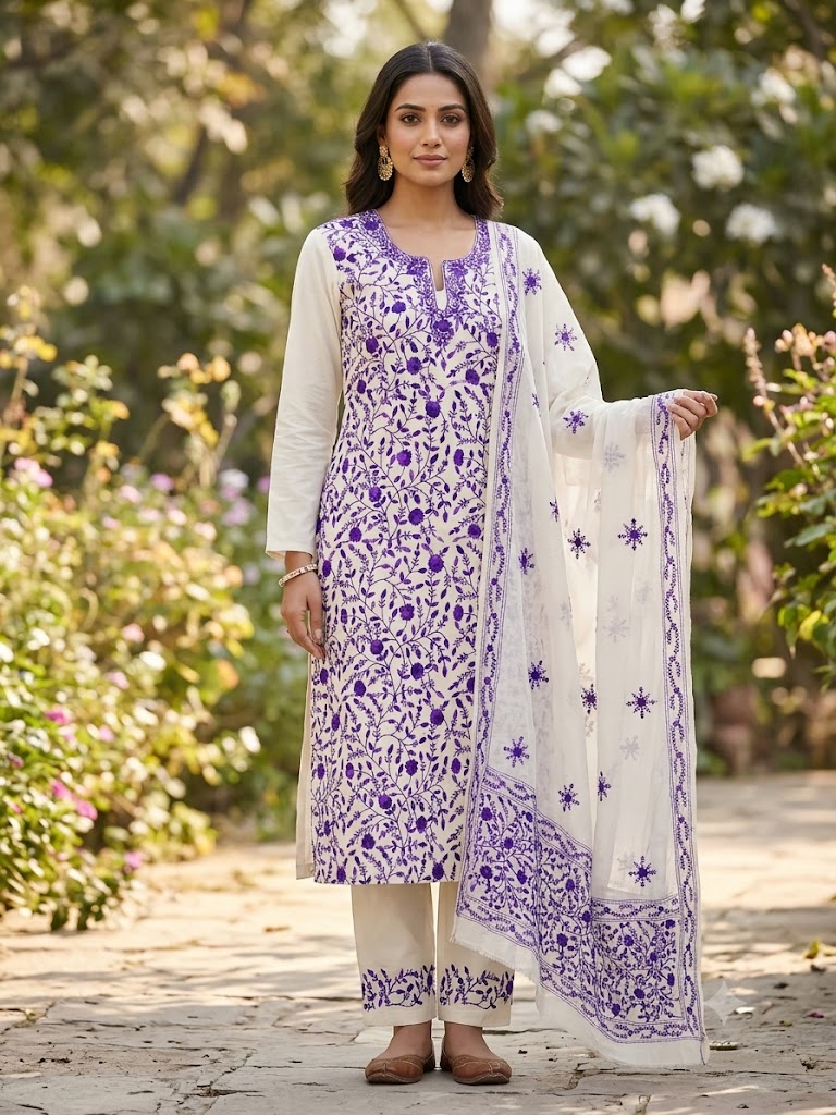 Chikonwala's Exclusive Hand Embroidered Fulkari Dress