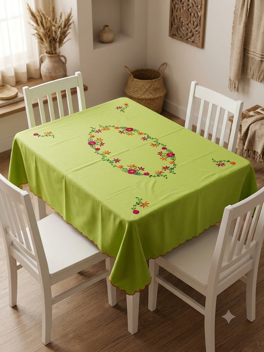 Hand Embroidered Four Seater Floral Table Cover