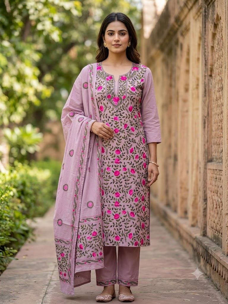 Chikonwala's Exclusive Hand Embroidered Fulkari Dress