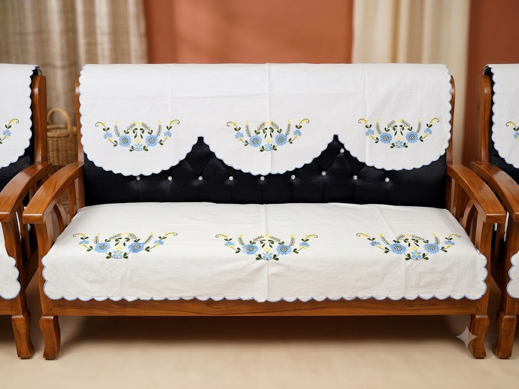 Hand Embroidered Sofa Cover (3+1+1 Seater)