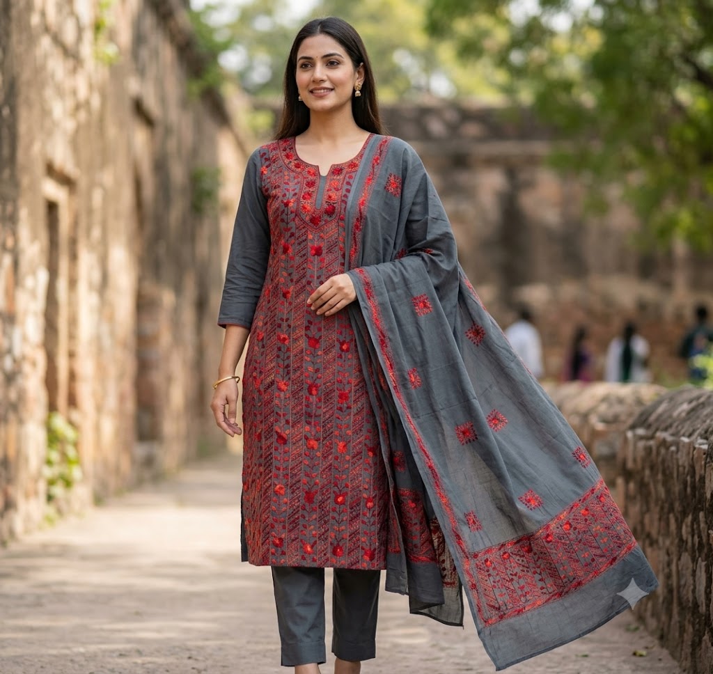 Chikonwala's Exclusive Hand Embroidered Fulkari Dress