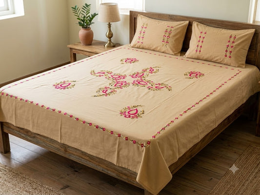 Chikonwala's Hand Embroidered Pure Cotton Bedsheet