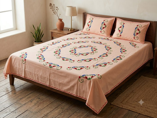 Chikonwala's Hand Embroidered Floral Design Bedsheet