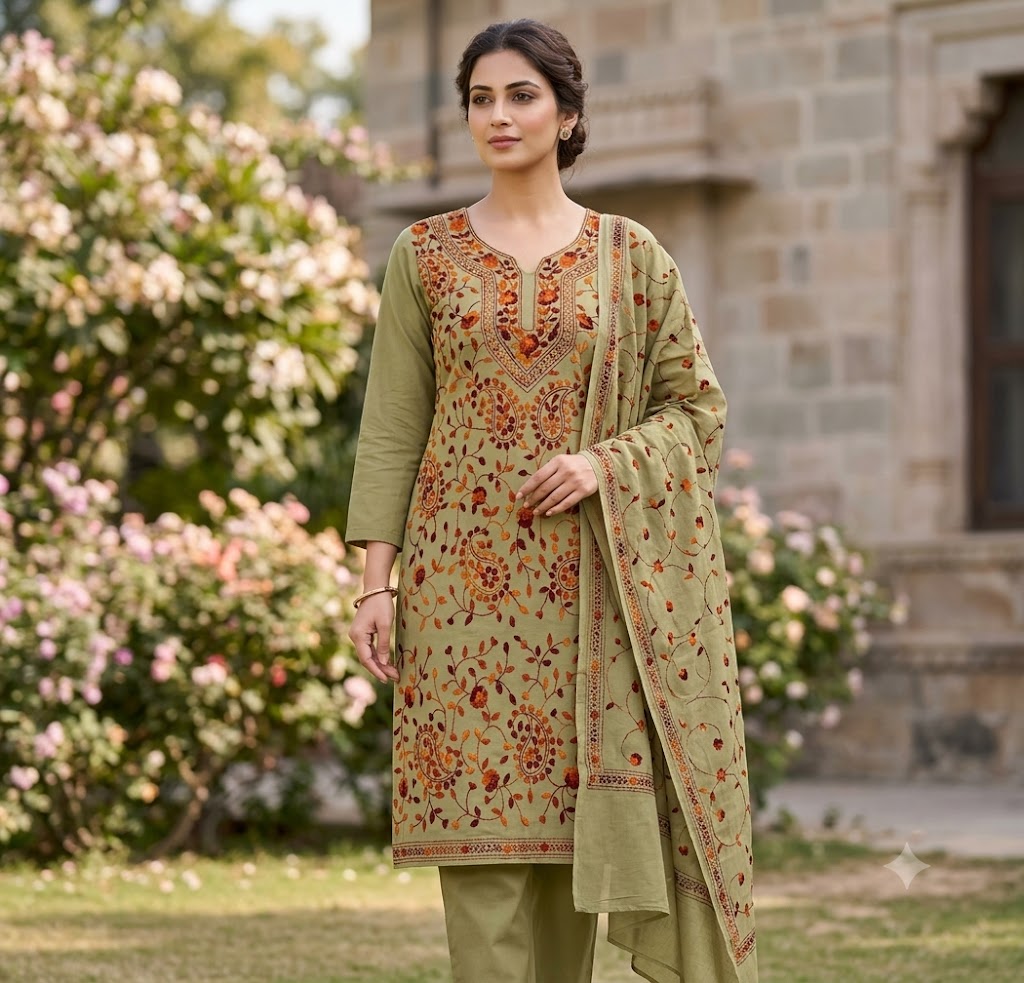 Chikonwala's Exclusive Hand Embroidered Fulkari Dress