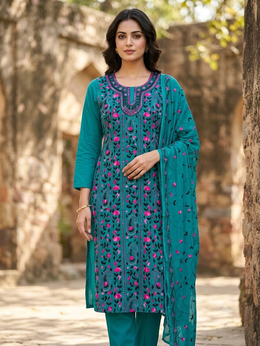Chikonwala's Exclusive Hand Embroidered Fulkari Dress