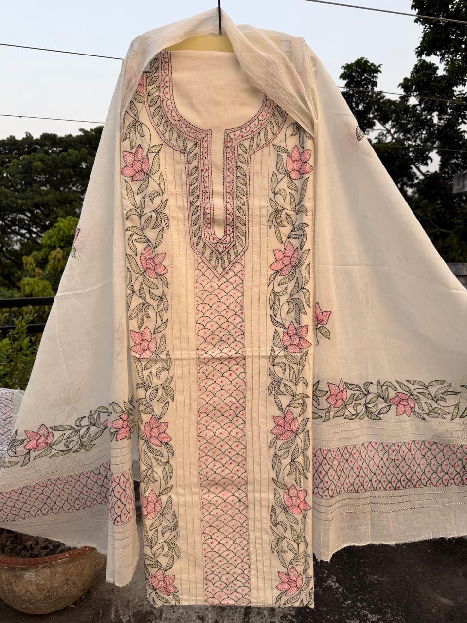 Chikonwala's Exclusive Hand Embroidered Bedding Kantha Dress