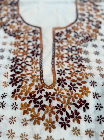 Hand Embroidered Pure Cotton Kurti Material | 3 Meter Premium Fabric | Made in India