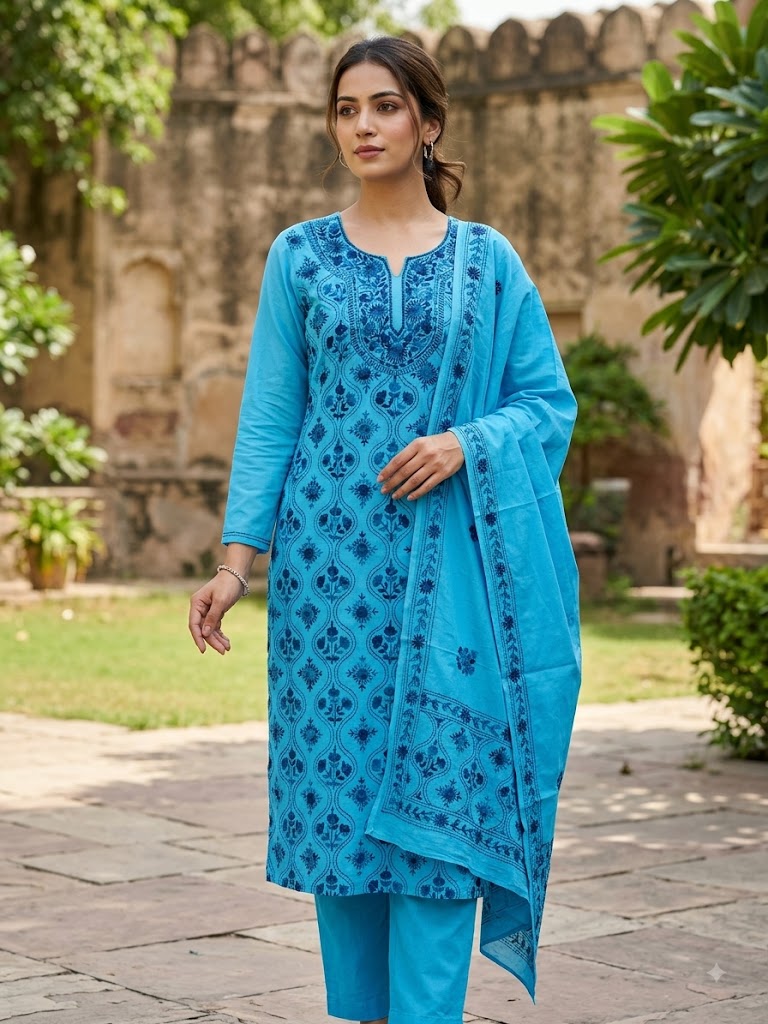 Chikonwala's Exclusive Hand Embroidered Fulkari Dress