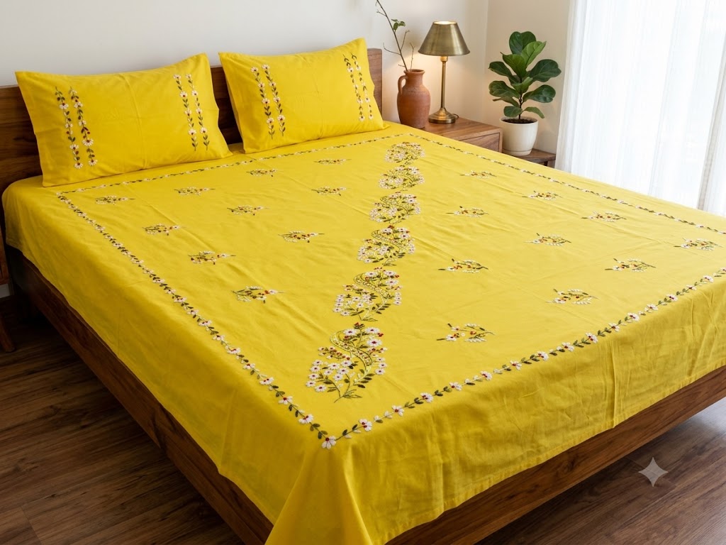 Chikonwala's Hand Embroidered Pure Cotton Bedsheet