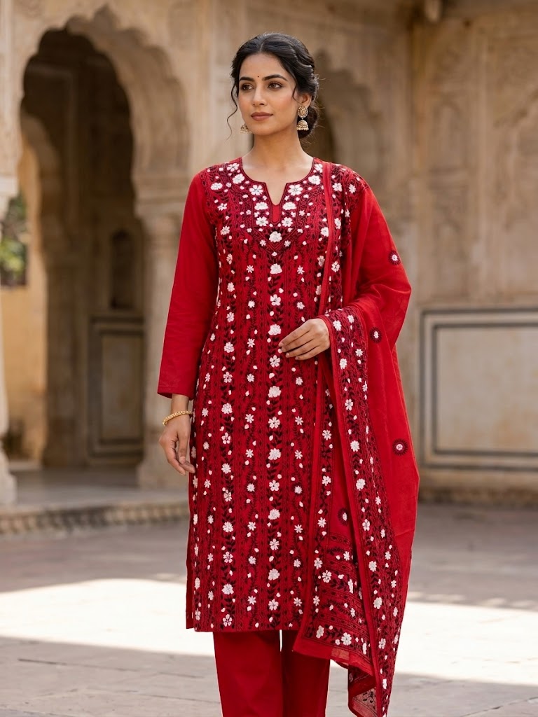 Chikonwala's Exclusive Hand Embroidered Fulkari Dress