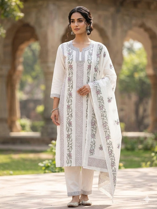 Chikonwala's Exclusive Hand Embroidered Bidding Kantha Dress Material