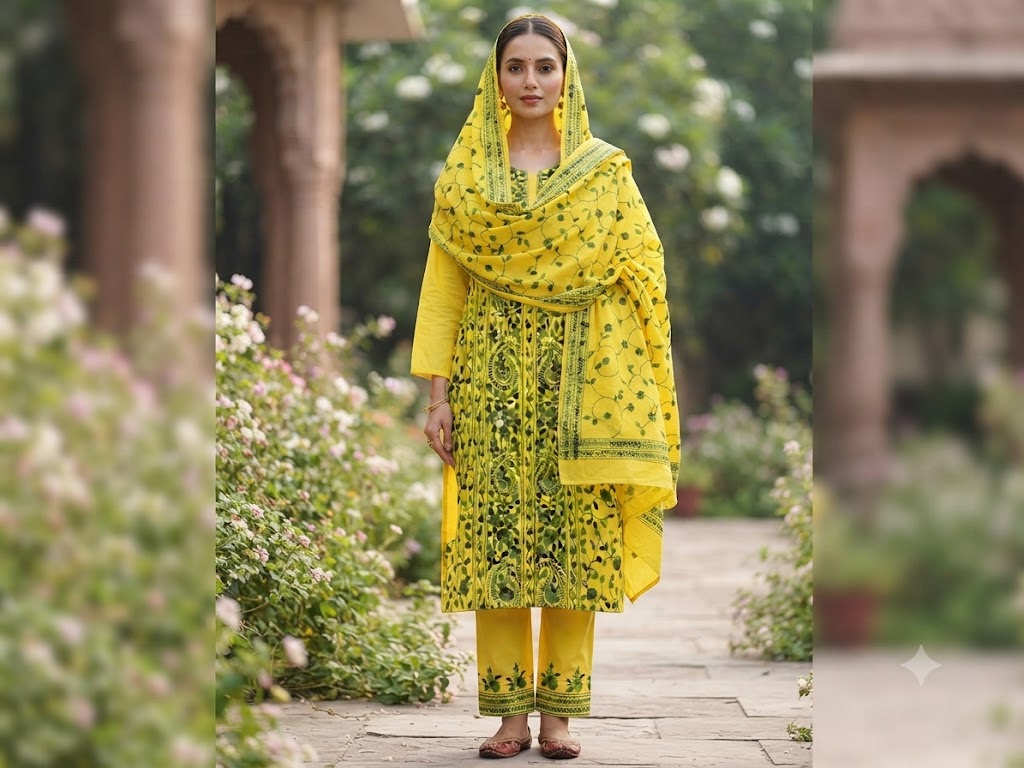 Chikonwala's Exclusive Hand Embroidered Fulkari Dress