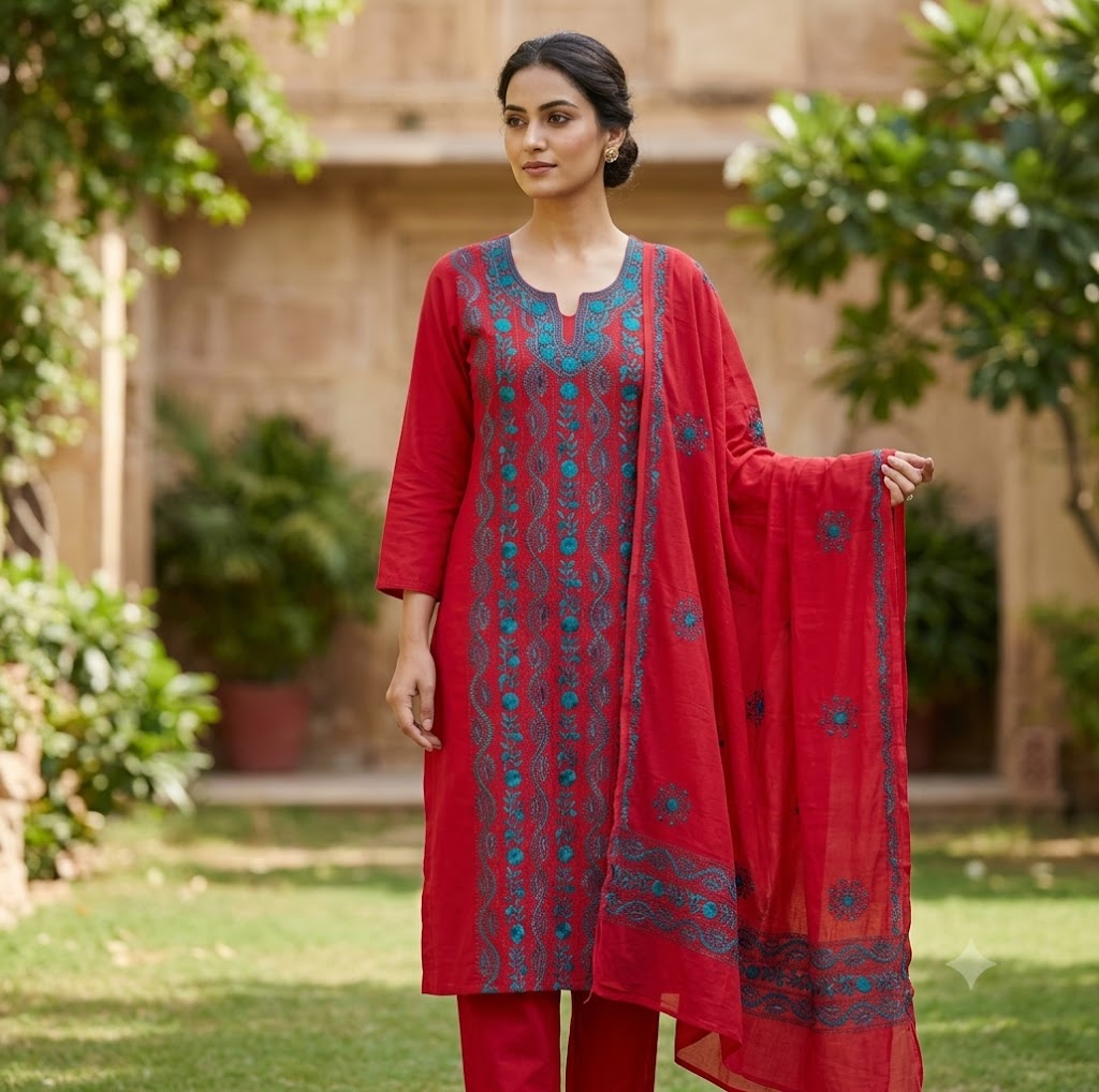 Chikonwala's Exclusive Hand Embroidered Fulkari Dress