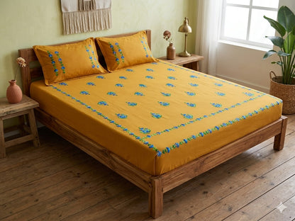 Chikonwala's Hand Embroidered Floral Design Bedsheet