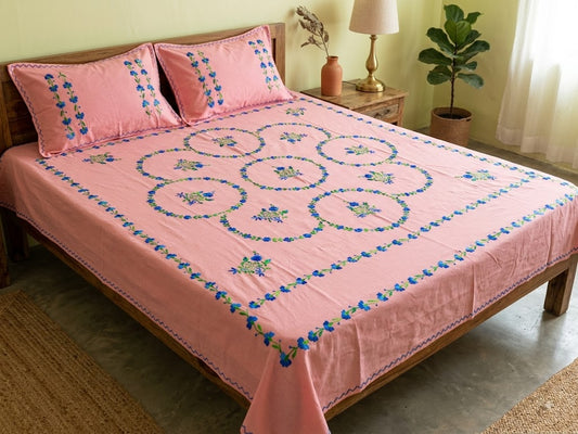 Chikonwala's Hand Embroidered Floral Design Bedsheet