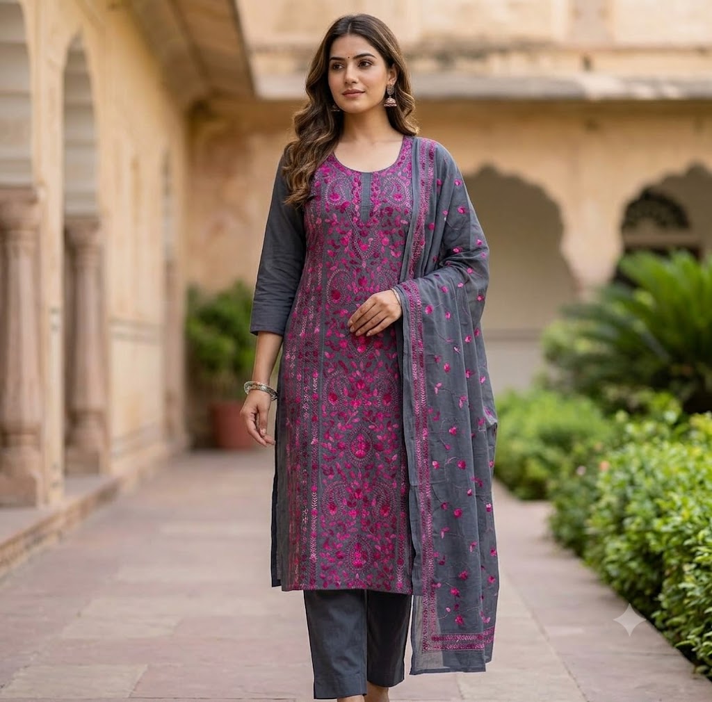 Chikonwala's Exclusive Hand Embroidered Fulkari Dress