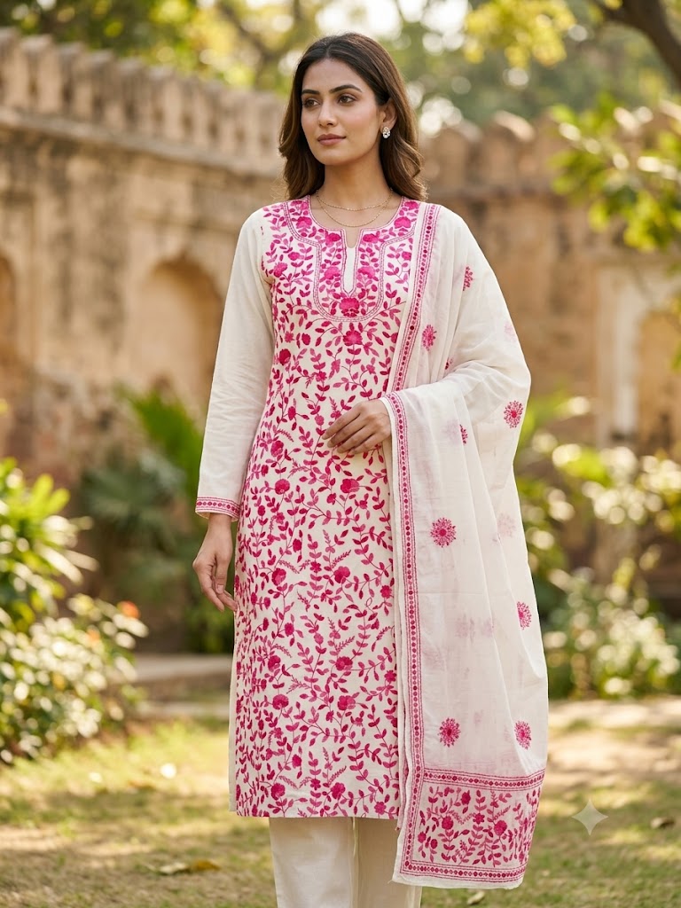 Chikonwala's Exclusive Hand Embroidered Fulkari Dress