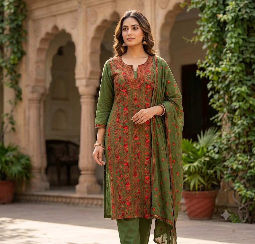 Chikonwala's Exclusive Hand Embroidered Fulkari Dress
