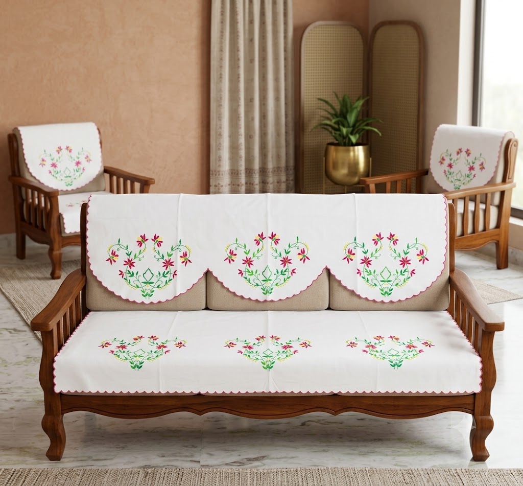 Hand Embroidered Sofa Cover (3+1+1 Seater)