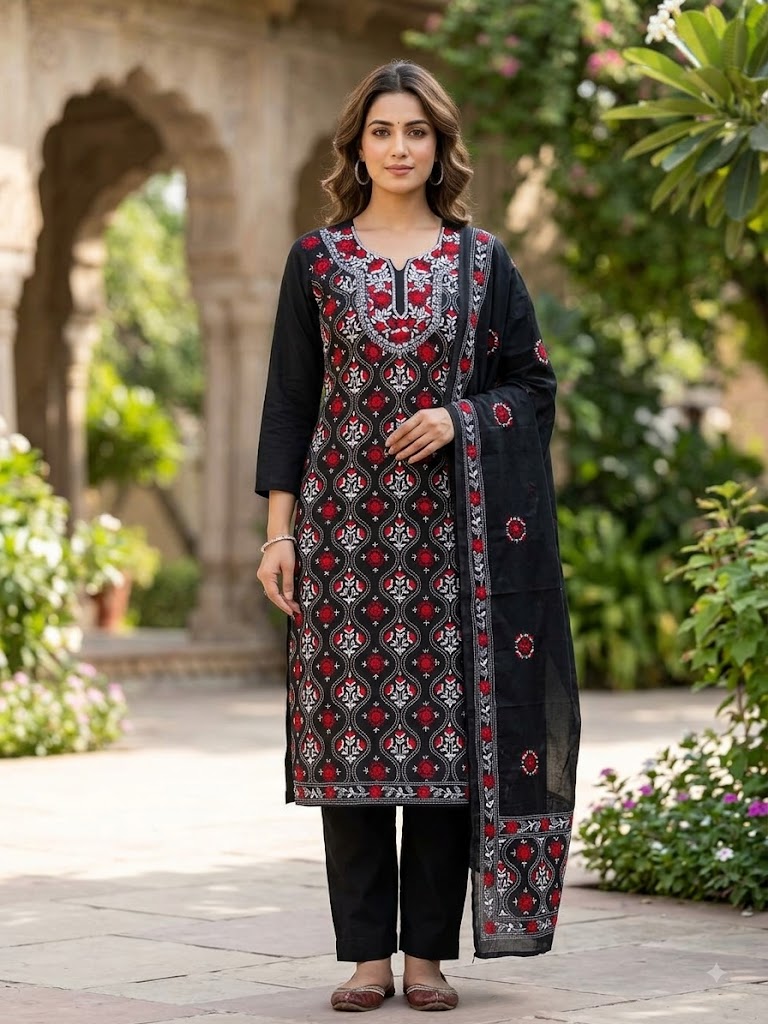 Chikonwala's Exclusive Hand Embroidered Fulkari Dress