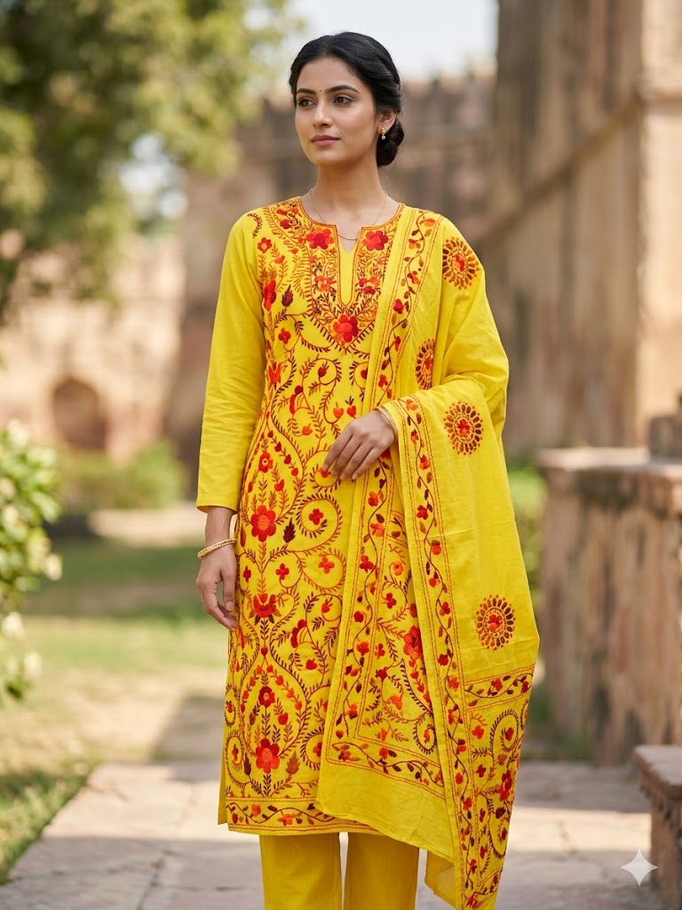 Chikonwala's Exclusive Hand Embroidered Fulkari Dress