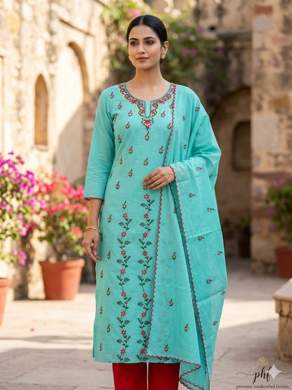 Chikonwala's Exclusive Hand Embroidered Organdy Cotton Dress Material