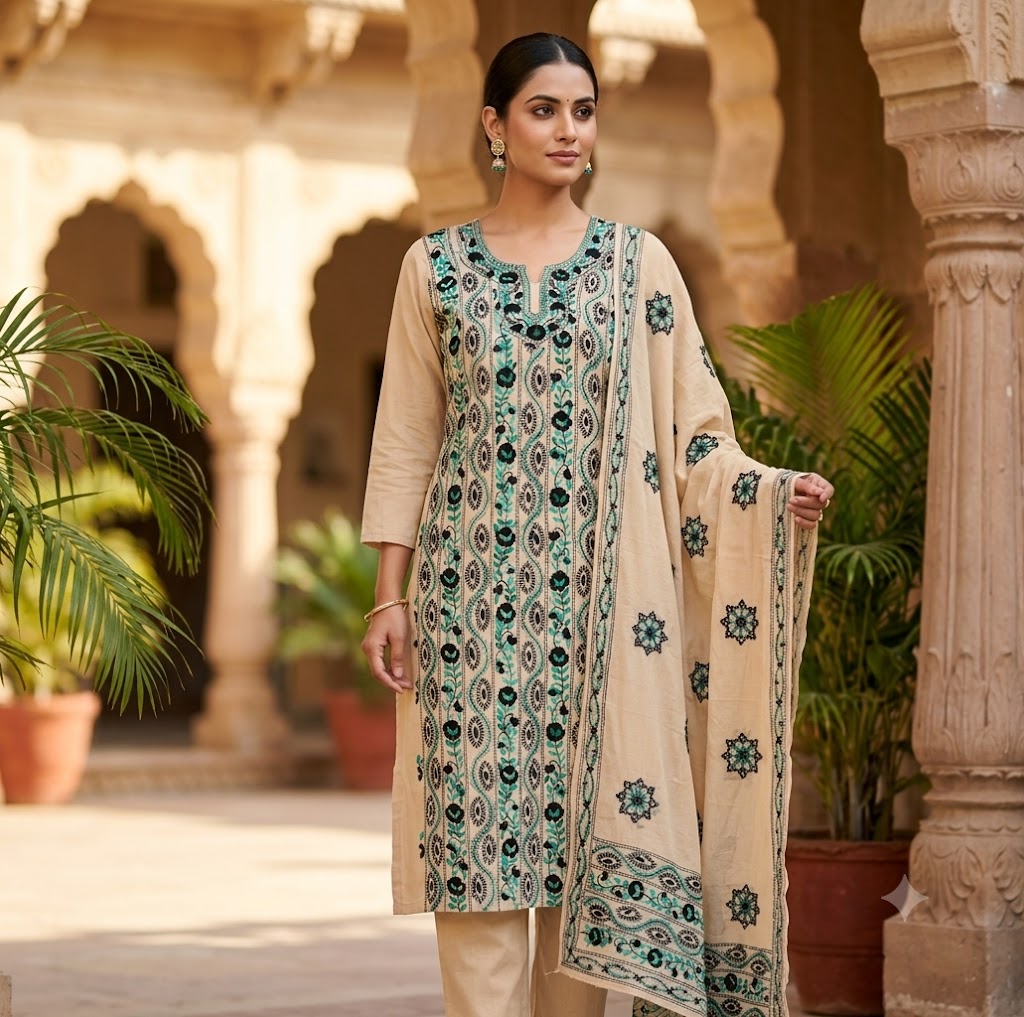 Chikonwala's Exclusive Hand Embroidered Fulkari Dress