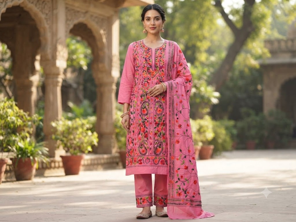 Chikonwala's Exclusive Hand Embroidered Fulkari Dress