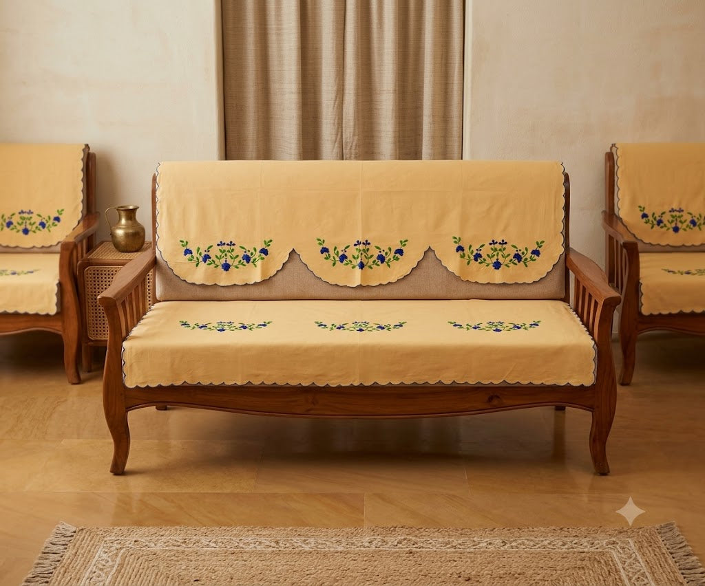 Hand Embroidered Sofa Cover (3+1+1 Seater)
