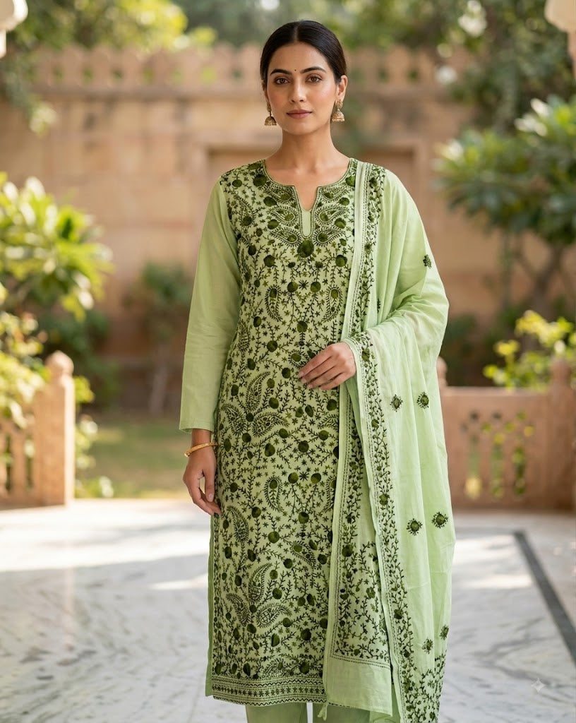 Chikonwala's Exclusive Hand Embroidered Fulkari Dress