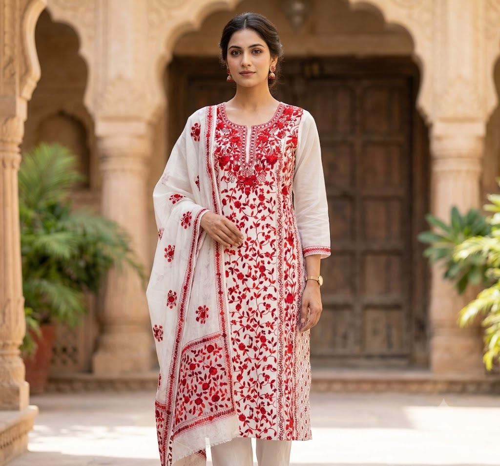 Chikonwala's Exclusive Hand Embroidered Fulkari Dress