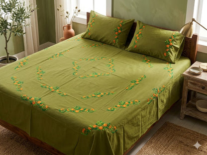Chikonwala's Hand Embroidered Pure Cotton Bedsheet